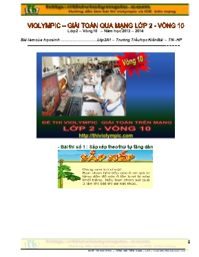 Đề thi violympic môn Toán Lớp 2 - Vòng 10 - Năm học 2013-2014 - Trường Tiểu học Kiền Bái